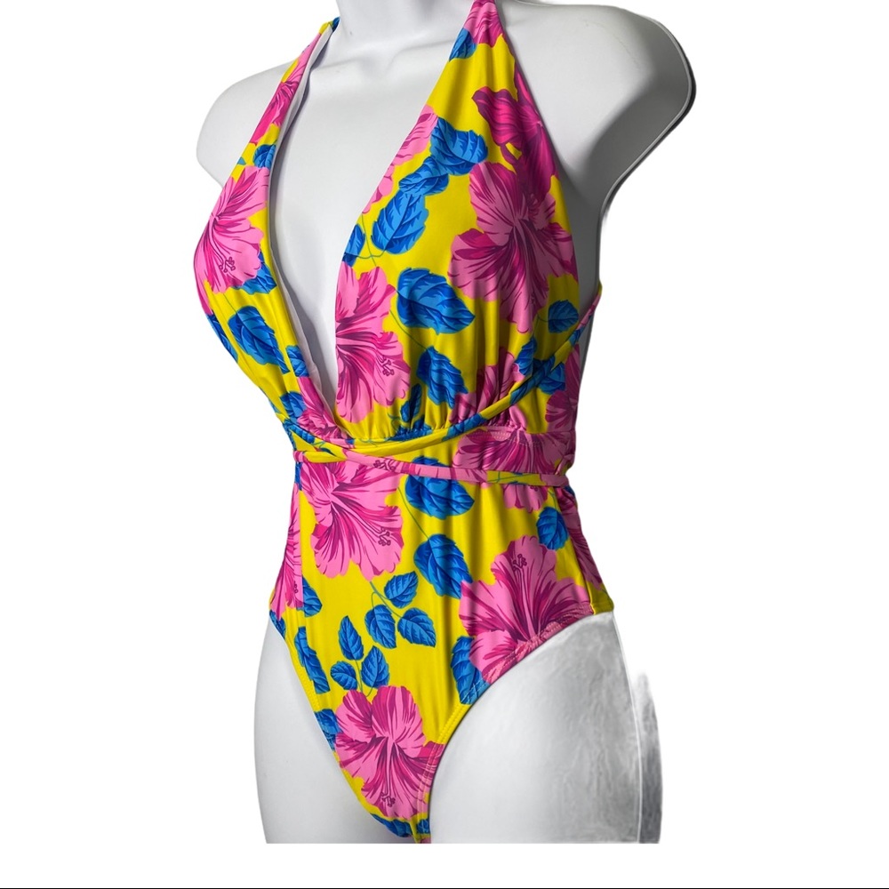 Floral Swimsuit Multi Way Open Back Waist Tie - Picture 5 of 10